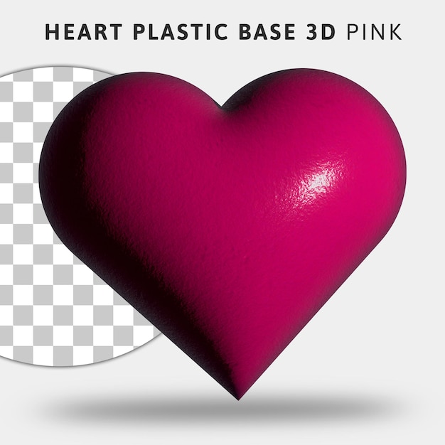 3d pink heart icon on transparent background