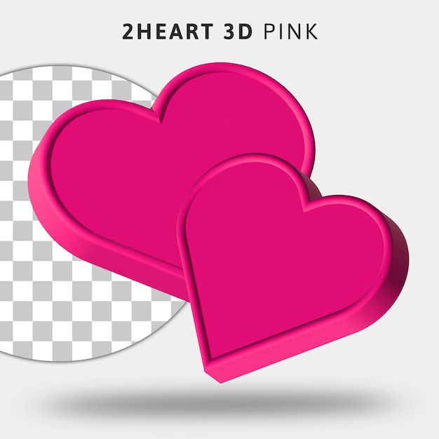 3d pink heart icon on transparent background