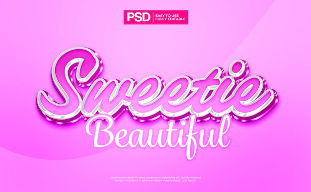 PSD 3d pink love editable text effect