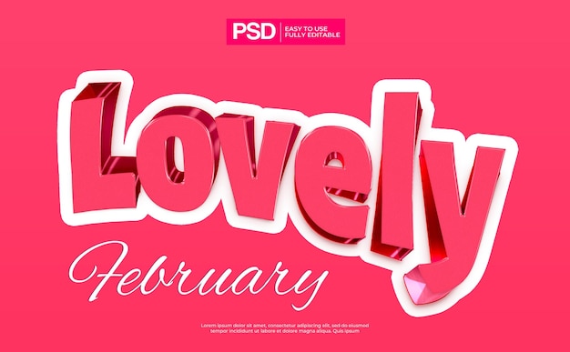 PSD 3d pink love editable text effect