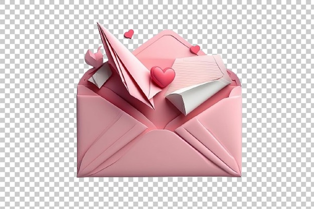 PSD fondo isolato icona rosa della busta della posta 3d