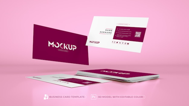 3d pink monochrome business card