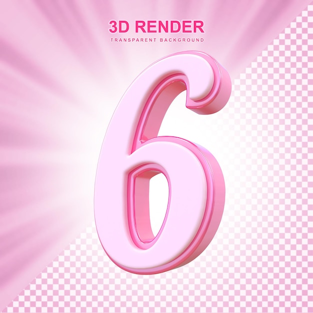 PSD 3d pink number6