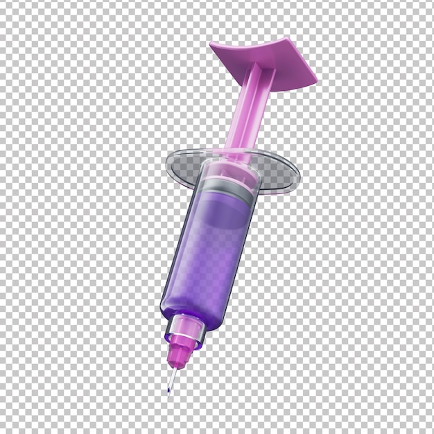 3d pink and purple syringe icon with transparent background