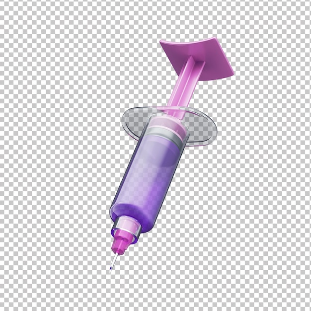 PSD 3d pink and purple syringe icon with transparent background