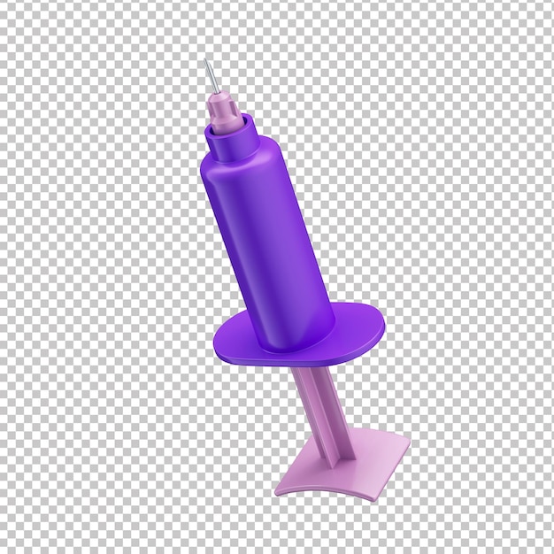 PSD 3d pink and purple syringe icon with transparent background