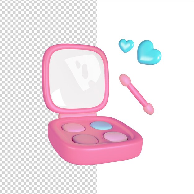 PSD 3d pink render eyeshadow palette illustration