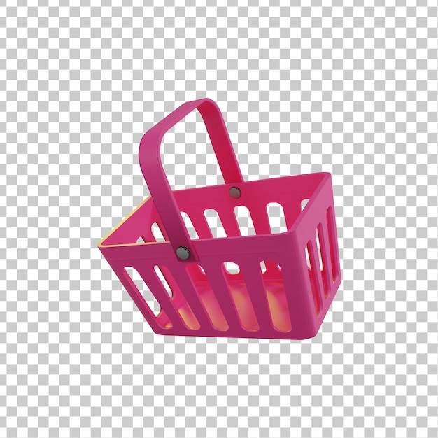 3d pink shopping basket isolated