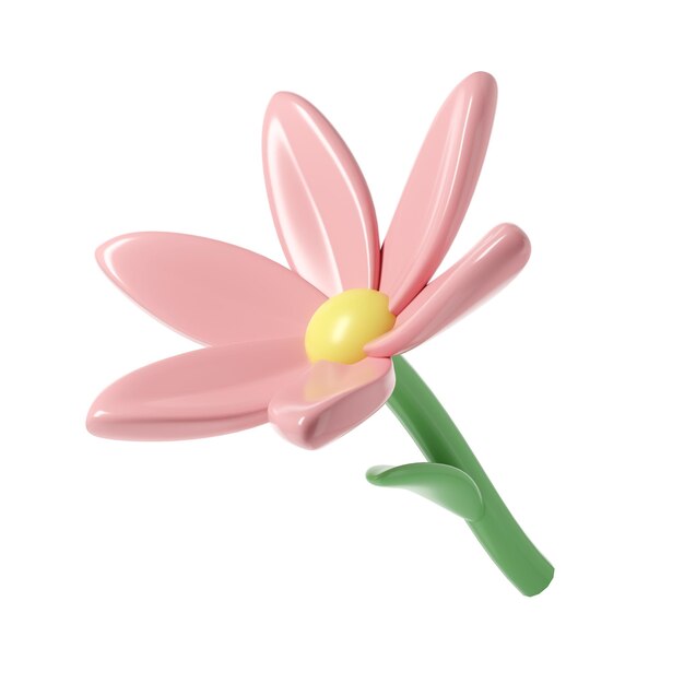 PSD 3d fiore rosa primaverile trasparente includendo petali e boccioli elemento grafico carino