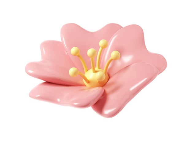 3d fiore di ciliegio rosa primaverile trasparente includendo petali e germogli elemento grafico carino