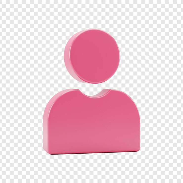 PSD 3d ピンクのユーザープロフィールアイコンを透明な背景に