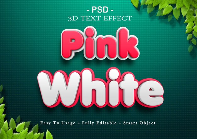 Effetto testo 3d rosa e bianco