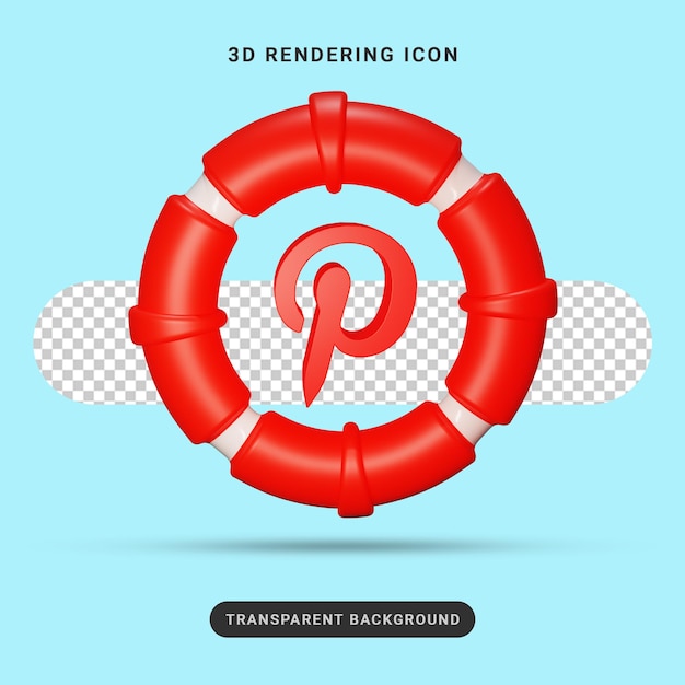 3d визуализация значка pinterest для социальных сетей