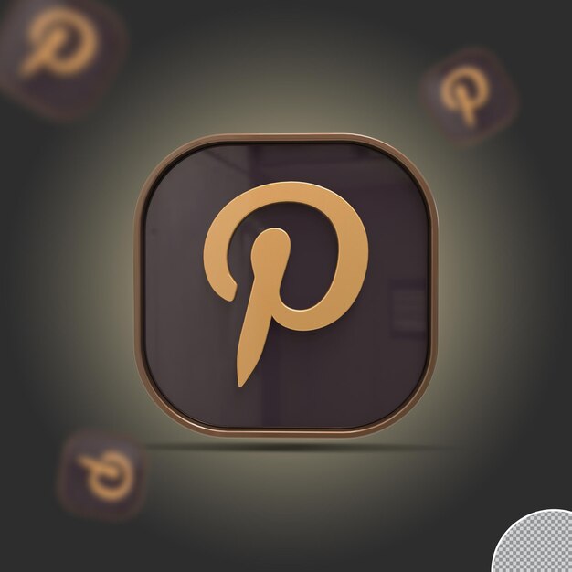 3d pinterest icoon gouden 3d sociale media