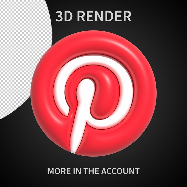 PSD 투명 배경에 3d pinterest 로고