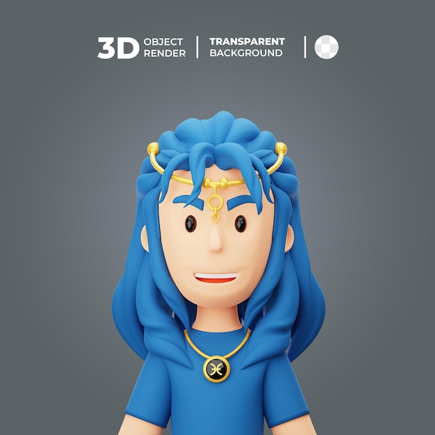  Premium PSD | 3d pisces horoscope avatar