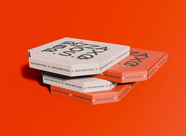 3d pizza boxes packaging mockup