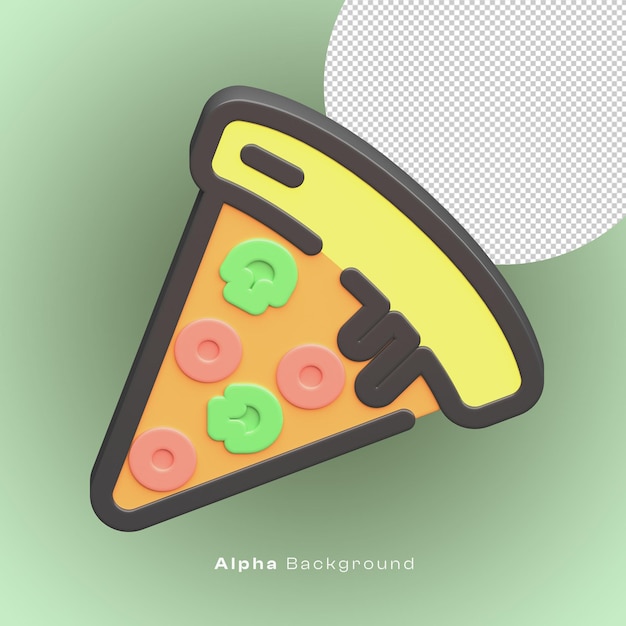 PSD 3d pizza icon with dark theme and high quality render image