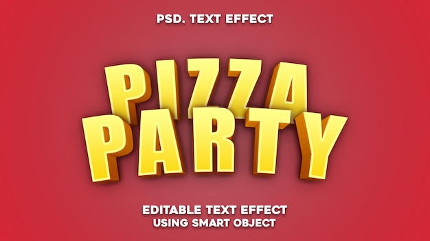 3d pizza party text style effect