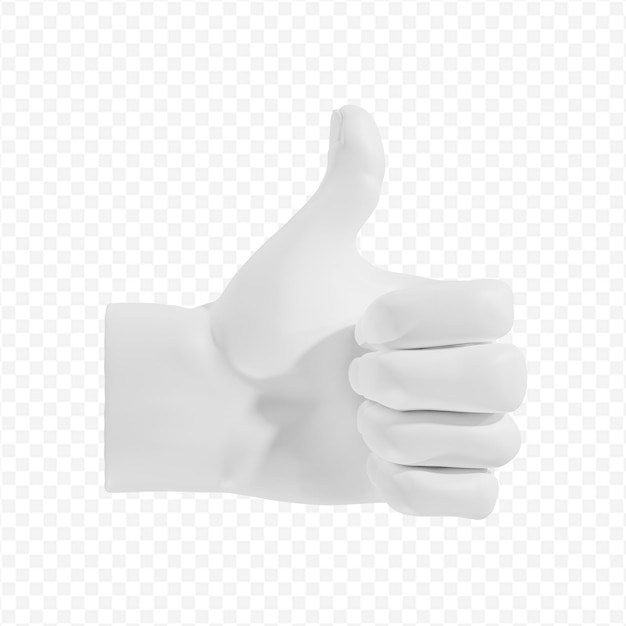 3d plaster hand showing thumbs up gesture isolated 3d rendering