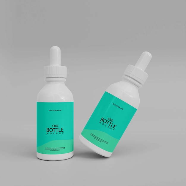 3D Plastic Dropper Bottle Mockup
