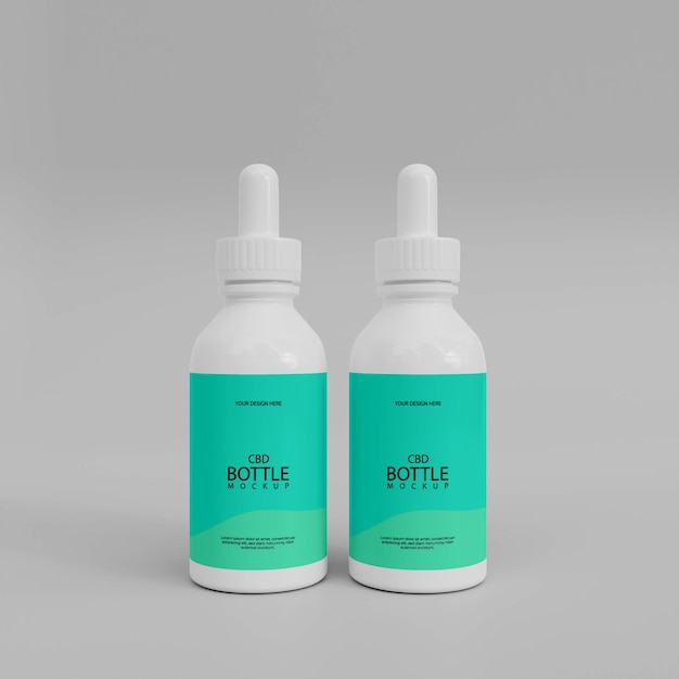 3D Plastic Dropper Bottle Mockup