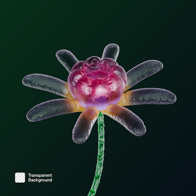 3D プラスチックの花のイラスト PNG テンプレート