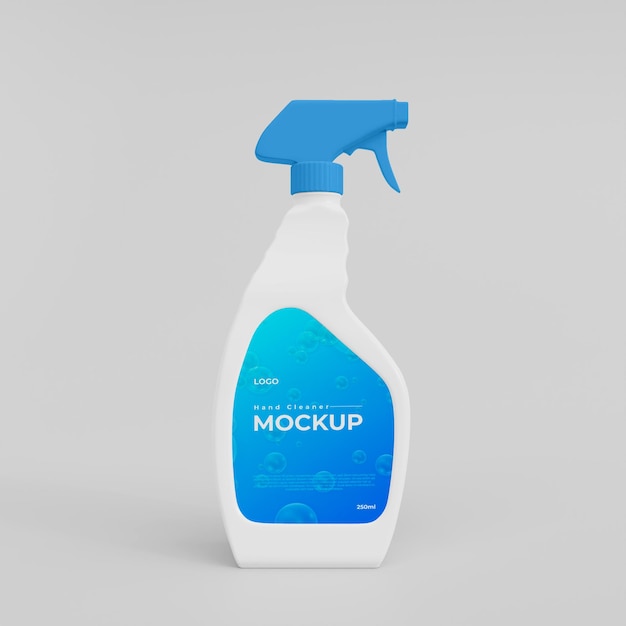 3d plastic hand wash spray bottle mockup