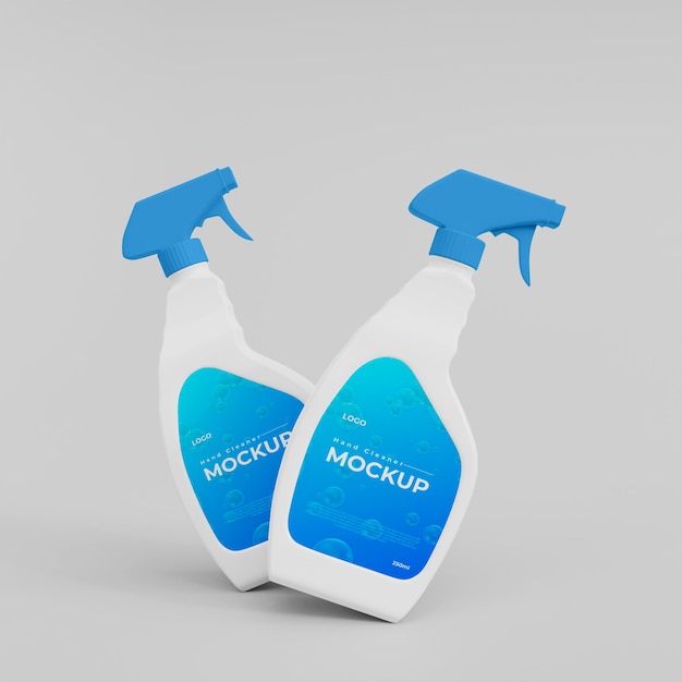 3d plastic handwas spray flessen mockup