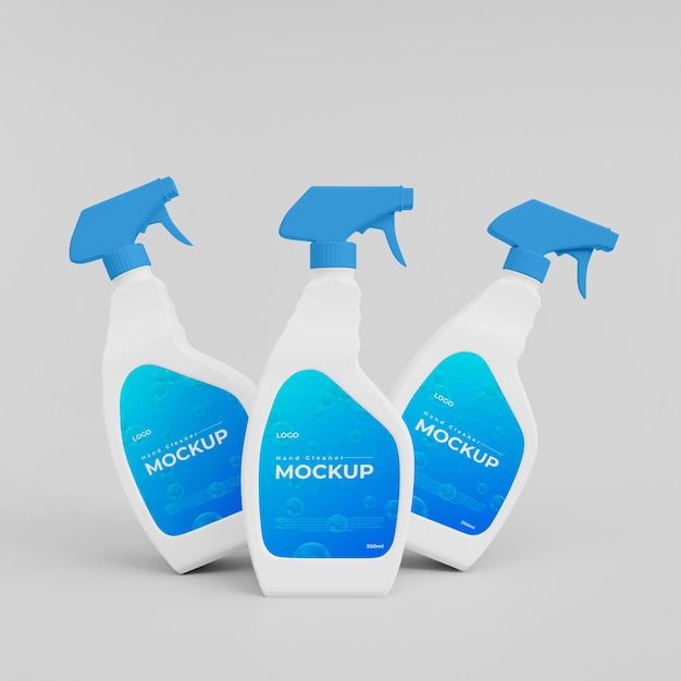 PSD 3d plastic handwas spray flessen mockup