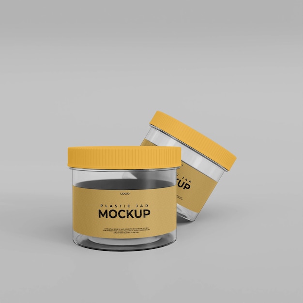 3d plastic jar mockup