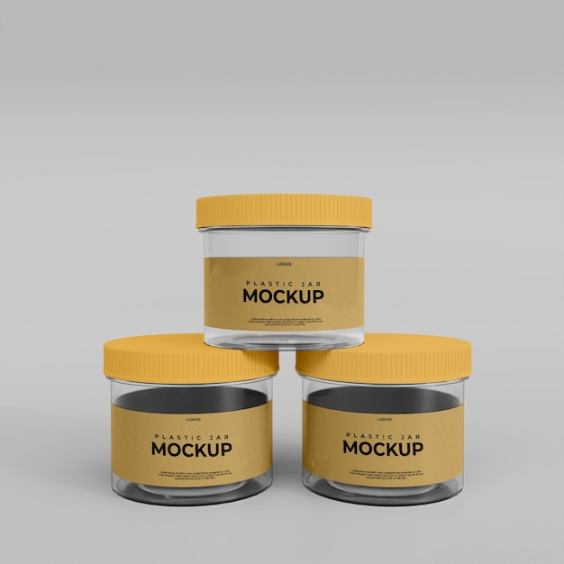 3d plastic jar mockup