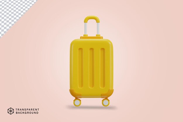 3d plastic luggage with wheels and handle icon illustration