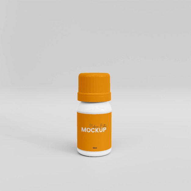 Mockup di bottiglia di medicina in plastica 3d