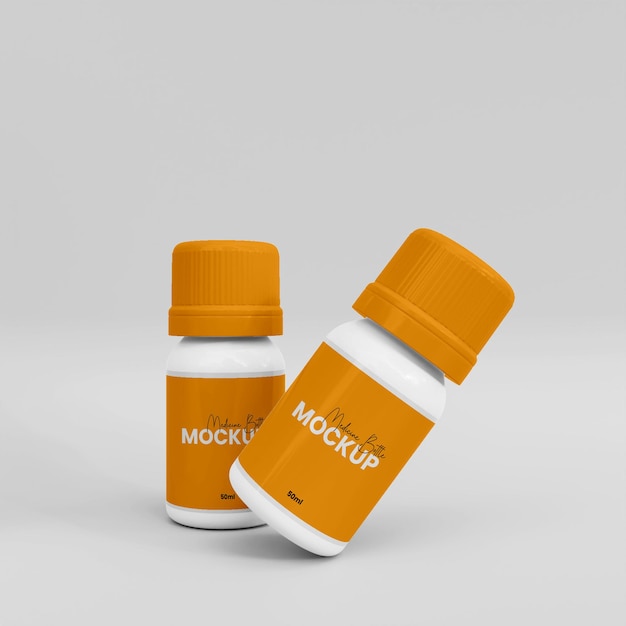 3Dプラスチック製の薬瓶のモックアップ