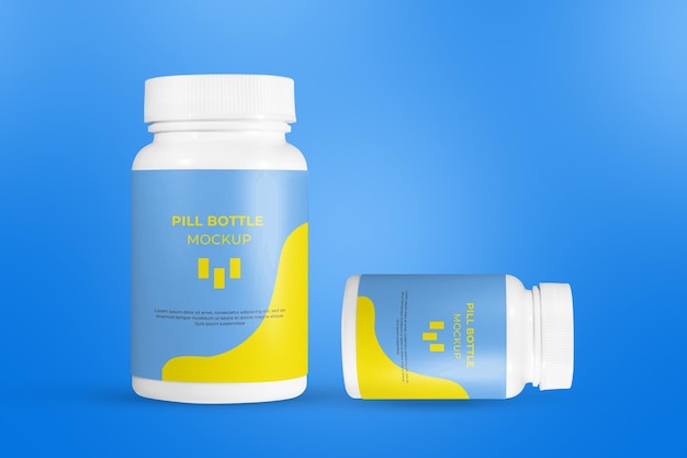 3d plastic pill bottle supplement mockup