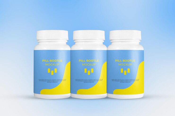 3D Plastic pill bottle Supplement Mockup