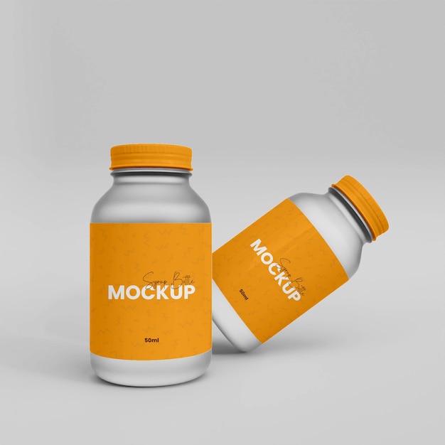 3d plastic supplement bottle mokup