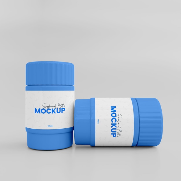 3d plastic supplement bottle mokup