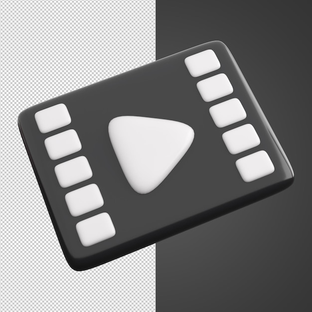 PSD 3d play video icon with cinema frame