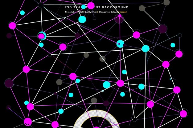 PSD 3d plexus with connecting lines and dots on transparant background