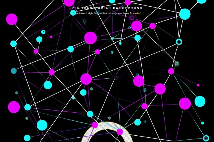 PSD 3d plexus with connecting lines and dots on transparant background