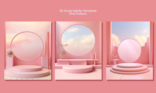 PSD 3d podium background square post banner template for social media