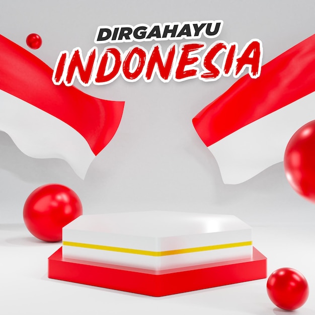 Podio 3d per il giorno dell'indipendenza dell'indonesia