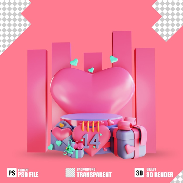 PSD 3d podium love sale 3 suitable for valentine's day