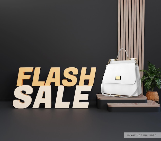 Mockup di visualizzazione di vendita flash prodotto podio 3d