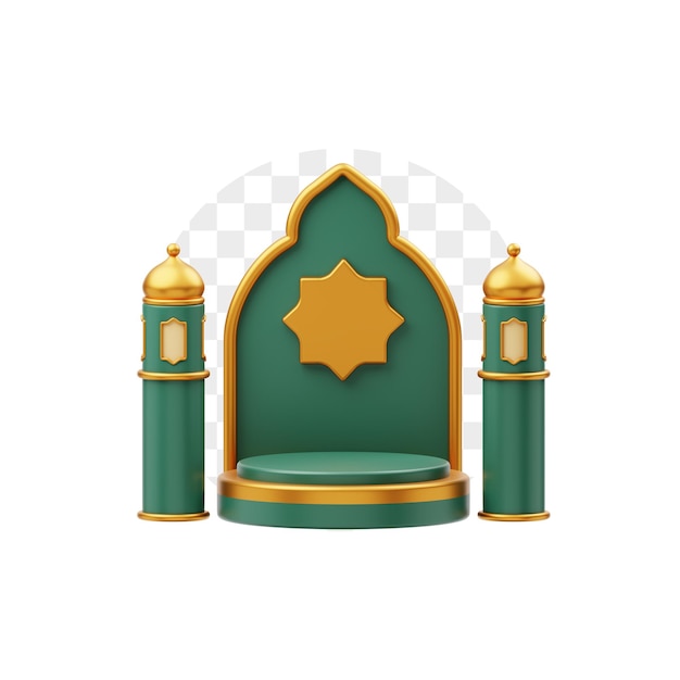 PSD 3d podium ramadan met pilaren