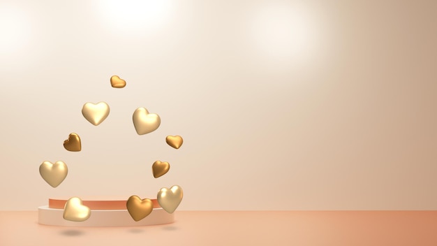 3d podium render with element gold style