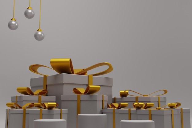 白い色のクリスマスのための3D表彰台ステージ