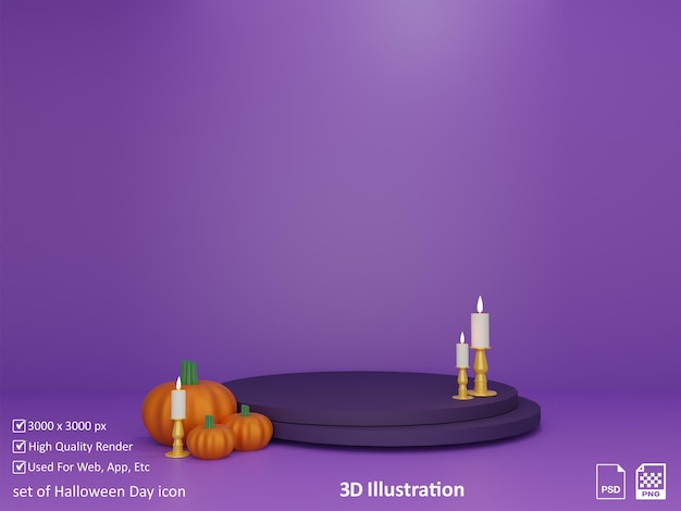 3d podio stand rendering a felice halloween